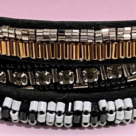 Stella & Dot Emma Triple Black Wrap Bracelet - Picture 4 of 8